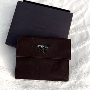Black Prada nylon flap wallet